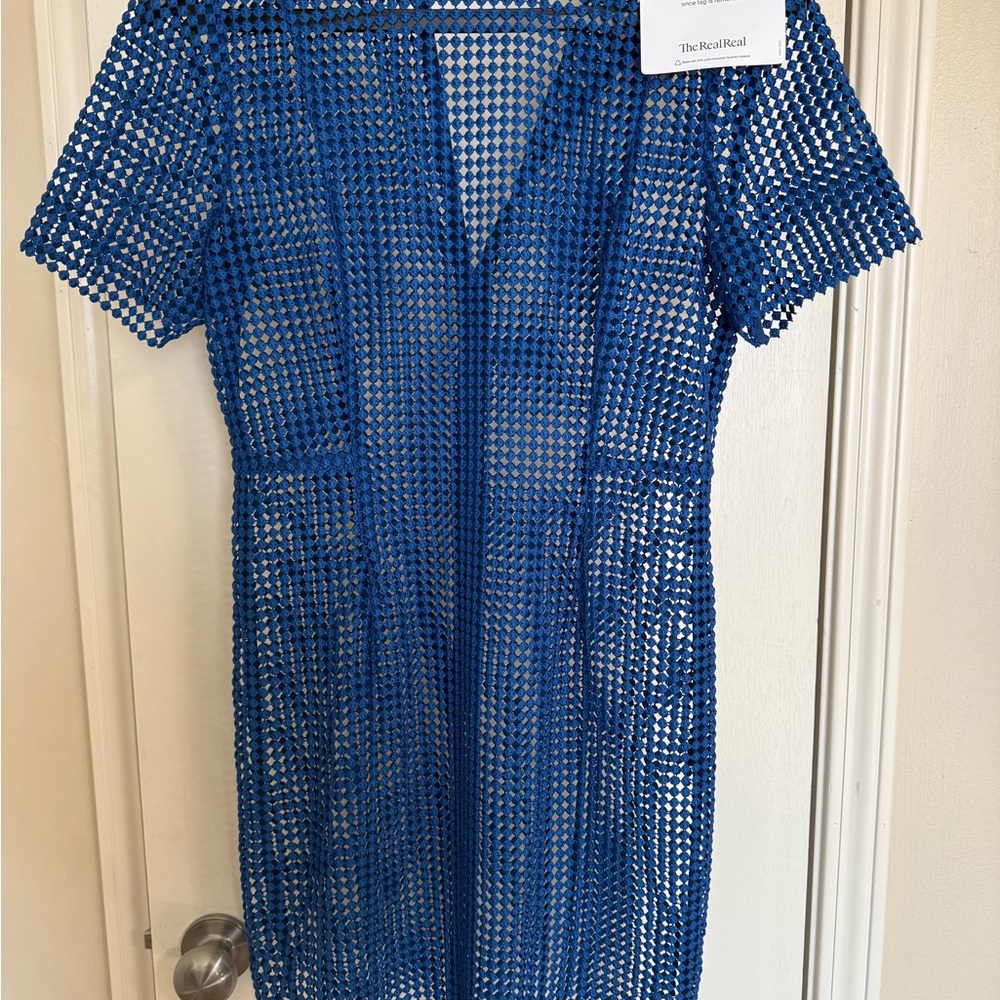 Diane Von Furstenberg Blue Sheath Mini Dress V-Neck